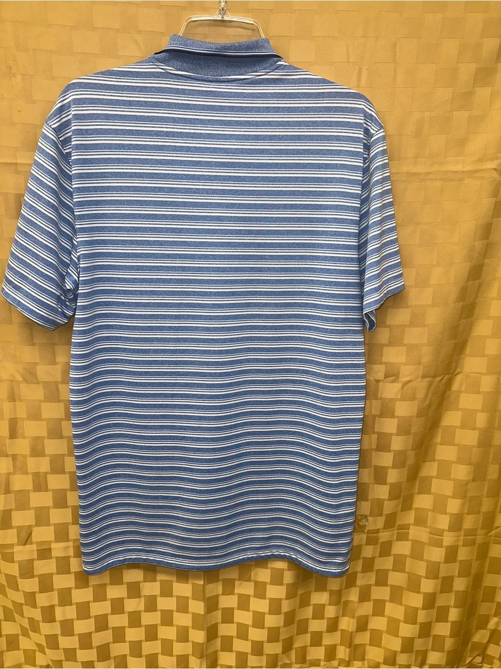 Nike Light Blue and White Striped Polo Shirt